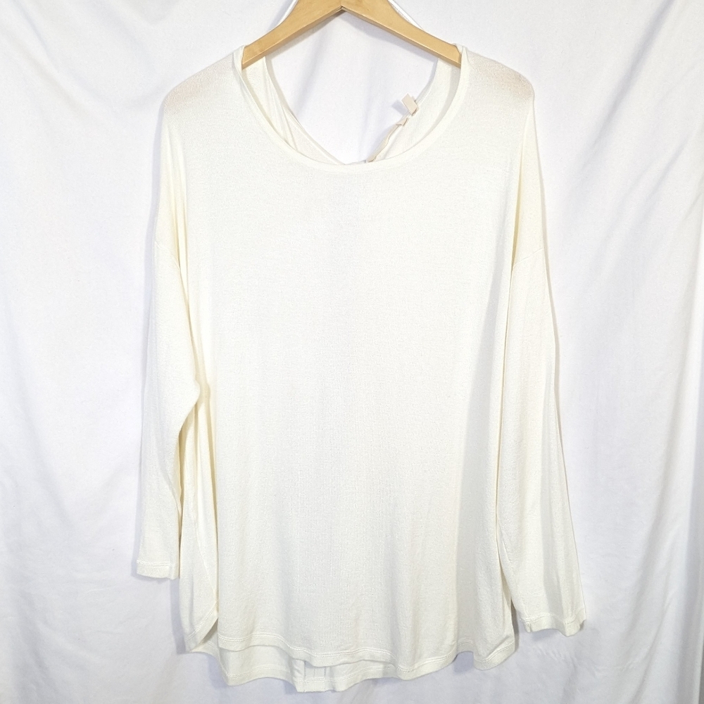 Soft Surroundings Womens Tunic Pullover Sweater Cream Black Lightweight Comfy 2X
